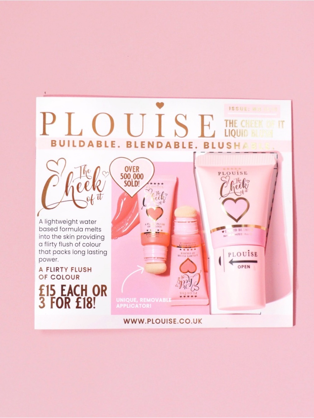 P. Louise Legally Pink MINI Liquid Blusher / The Cheek of It Magazine! NEW